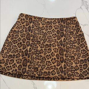 Pink Lily Brown Leopard Mini Skirt